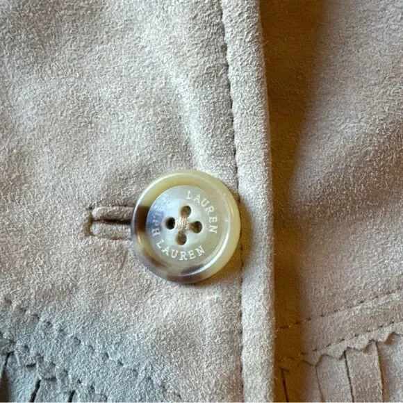 Lauren Ralph Lauren Women’s Fringe Trim Goat Suede Jacket Western Beige NWT $650 - Picture 10 of 16